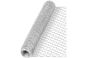 AICOIMY Chicken Wire Mesh Roll Hexagonal Galvanised Mesh Sheet, Fine Garden Fencing Poultry Netting for DIY Crafts & Home Projects (Silver, 0.4m x 10m)