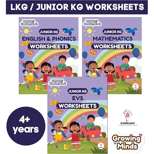 Edsmart LKG Worksheets Set – English, Phonics, Mathematics & EVS