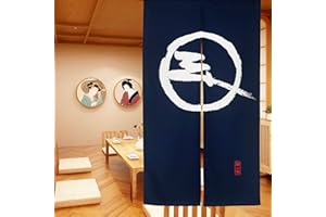 LIGICKY Noren Rideau Japonais Long Tapisserie Fenêtre Rideaux Panneau Tenture Tapisserie Décoration Bleu (85×150cm, Modèle Traditionnel Simple)
