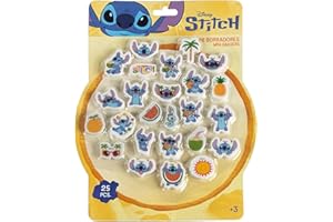 CERDÁ LIFE'S LITTLE MOMENTS Lot de 25 gommes décoratives avec Motif Stitch, idéales pour Les Cadeaux Scolaires, Les pinatas, Les Trousses et Une Utilisation Quotidienne à l'école ou à la Maison