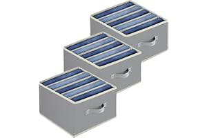 Homsorout Clothes Wardrobe Storage Organisers - 3 Pack Foldable Storage Boxes for Shelves Closet Fabric Drawer Divides for Jeans, Sweater, Shirts, Blanket, Bedroom, Home Storage