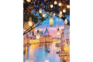 Donnti DIY Diamond Painting Completo Fiume, Ricamo Diamante Pittura Kit Paesaggio, Punto Croce Tela Diamante Kit Completo Decor Soggiorno Camera Da Letto Adesivo Da Parete Decorazione 30x40cm.