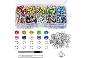WEDNOK 420 pièces Oeillet Couture Trousse à œillets Outils Grommet kit Oeillet Multicolore avec Outil d'installation pour Vêtement Chaussure Bâche Sac Ceinture Tente Tissu Réparation Cuir Couleur 8mm
