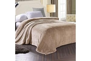 Exclusivo Mezcla Double Size Fleece Bed Blanket, 230x168 CM Soft Jacquard Weave Waffle Pattern Blankets for Bed Settees, Camel Blanket