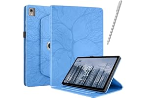 Netany Funda para Nokia T21 10.4 Pulgada 2022 con lápiz Capacitivo, Piel sintética con Tapa función Atril Soporte para lápiz Árbol de La Vida Funda - Azul