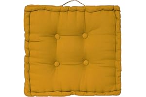 TIENDA EURASIA - Cojines para Sillas de Terraza | Cojín de Suelo Acolchado de Algodón con Asa | Medida 40 x 40 x 8 cm | Ideal para Sillas, Bancos, Palets, Suelo. (Ocre)