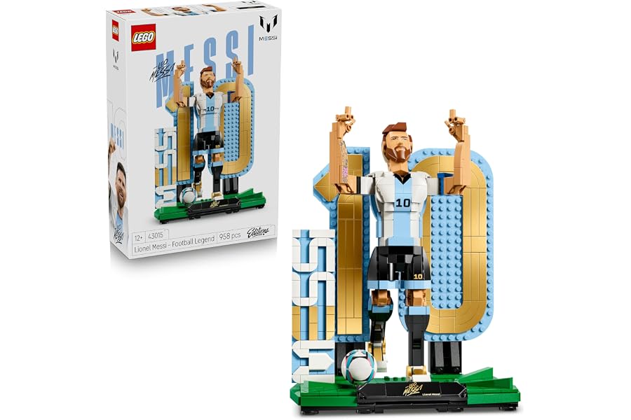LEGO Editions Lionel Messi: Leyenda del Fútbol de Juguete - Maqueta 3D de Figura del Futbolista con 2 Poses - Decoración de l