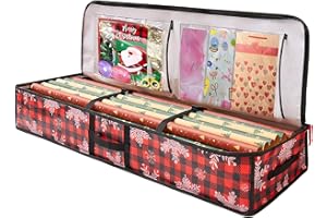 AITSITE Christmas Wrapping Paper Storage Bag, Gift Wrap Storage Large Capacity Fits 24 Rolls, Waterproof Polypropylene Material Christmas Decorations Festive Organiser for Closet Under Bed Home Storage