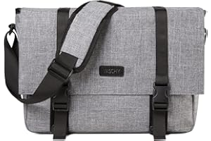 VASCHY Borsa Tracolla Uomo, Borsa PC 14 Pollici Ventiquattrore Uomo Borsa Messenger Vintage Borsa Uomo Tela Cerata Valigetta Resistente Borse a Spalla con Tracolla Imbottita Grigio