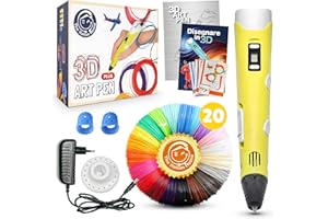 The Italian Home® Penna 3D Plus + Filamenti PLA 20 colori (4 Fluoerescenti) + Istruzioni in Italiano e Guida illustrata in Omaggio, Penna 3D Professionale, Cose utili, Idee Regalo