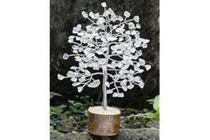 CROCON Clear Quartz Crystal Tree of Life - Gemstone Tree for Positive Energy, Feng Shui Decor - Handmade Chakra Tree, Good Luck - Money Bonsai, Healing Stones Gem Tree, Meditation Accessories, Spiritual Gift