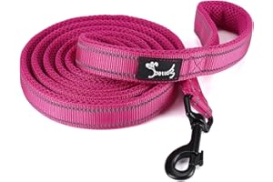 PETTOM Guinzaglio Cane Riflettente Resistente Dog Leash Taglia Grande Medio Piccolo con Manico Imbottita Antiscivolo Nylon Rosa (L: 200CM)