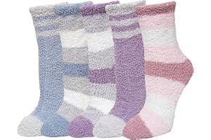 LOFIR Calcetines de Invierno Mujer para Casa: Calcetines para Térmicos Dormir - Gordos y Calentitos de Felpa o Peluche Suaves - Idea de 5 Pares Talla 36-42
