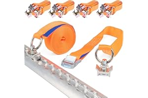 INDUSTRIE PLANET 4 x 250 kg 5 m Sangle d'arrimage à boucle avec pions d'arrimage aéro pour rail d'arrimage aéronautique