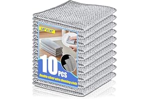 Weishuo 10 Pièces Chiffons de Nettoyage pour Vaisselle Torchon de Cuisine Multifonctionnel Chiffons à Vaisselle en Fil Métallique Double Couche Anti-Rayures Chiffon Lavette Réutilisable