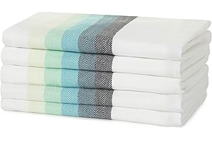 Sticky Toffee 100% Baumwolle Geschirrtücher, Mehrfarbig Fischgrätenmuster 5er Pack Geschirrtücher | 50 x 70 cm | Türkisblau | Saugfähige Restaurant-Bar-Glasküchentücher