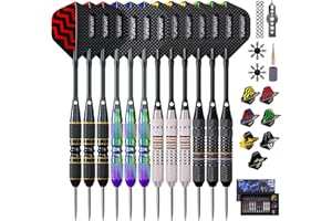 ‎TURNART Turnart Dartpfeile mit Metallspitze, 12 Stück Profi Steeldarts mit Dart Case