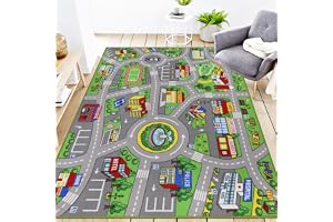Capslpad bilmatta för barn, 150 x 200 cm, halkfri barnmatta, stadskarta, interaktiv lekmatta, tvättbar, kreativ, pedagogisk l