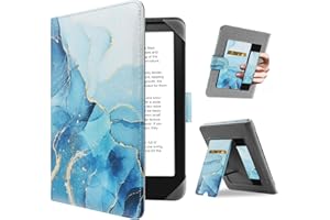 HoYiXi Universal Case for 7 inch Kindle Paperwhite/Colorsoft 2024 Compatible with 6.8" Paperwhite iReader Ocean/Kobo Clara 2E eReader Protective cover with Foldable Stand Built-in pocket,DaliBlue