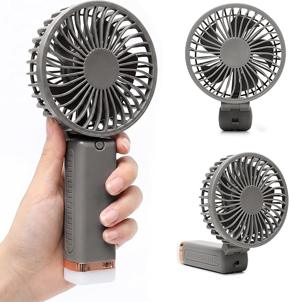 Niwlix Portable Mini Hand Fan Rechargeable 3 Speed Modes, 1200 mAh Battery For Travel, Office & Makeup, Mini Fan, Hand Fan, Small Fan - Grey