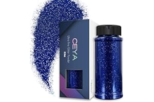 Ceya 3.5oz/ 100g Ultra Fine Glitter Powder Klein Blue Glitter 1/128” 0.008” 0.2mm for Slime Epoxy Resin Craft Tumbler Jewelry Nail Art Festival Makeup Scrapbook Painting Wedding Cards