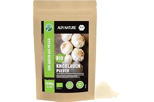 Alpi Nature Vitlök Pulver BIO 1kg, Malen Torkad Vitlök, Ekologiskt Vitlökspulver för Matlagning