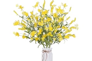 LIPJISL 3PCS Flores Artificiales Ramo Flores Artificiales Amarillas Flores de Seda Interior Exterior Flores Artificiales Decoracion para Casa Fiesta Boda Jarrón Balcón Cementerio