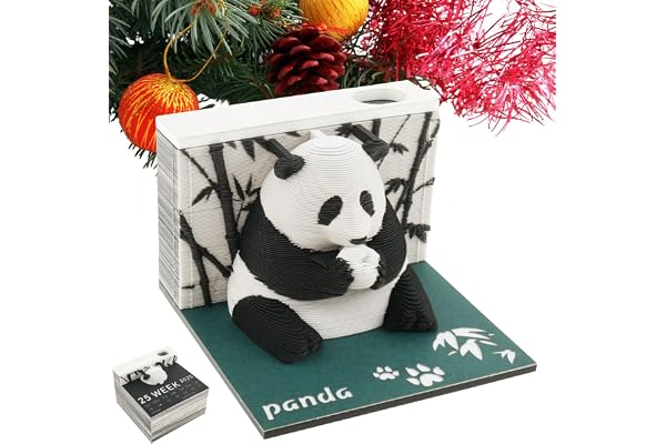 Gatphy Calendrier 2025 3D Panda Calendrier Bureau 3D Bloc Note 3D Calendrier Hebdomadaire Calendrier de Sculpture en Papier pour Maison Bureau École Cadeau Noël Anniversaire (Hebdomadaire)