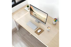 NATRKE Alfombrilla de Escritorio Transparente Grande 100x40 cm, Protector de Escritorio PVC Escarchado 1,5 mm, Estera de Escritura Antideslizante e Impermeable Tapete de Escritorio para Oficina/Hogar