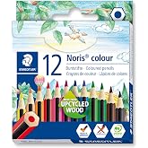 STAEDTLER Noris Colour 185 Coloured Pencils - 12 Colours, Upcycled Wood | Bright colours, non-slip grip &ndash; upcycled PEFC wood,