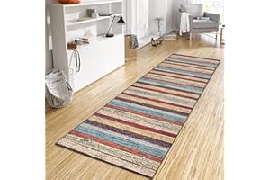 ‎WTHYGB WTHYGB Teppich Läufer Flur Küche 50x150 cm, Modern rutschfest Waschbar Dauerhaft Küchenläufer Flurläufer, Lang Polyester Bunt Muster Teppichläufer für Korridor, Schlafzimmer, Innen Wohnzimmer