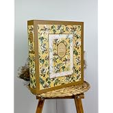 Rabsev 10x15cm 500 Fotoğraf Kapasiteli Kutulu &Ccedil;i&ccedil;ek Desenli L&uuml;ks Ofset Fotoğraf Alb&uuml;m&uuml; (SARI)