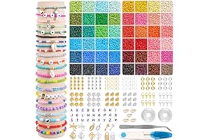 ARTREE 16000 Perline Vetro Colorate 3mm, Artigianali per Braccialetti Collane Orecchini Bigiotteria Fai Da Te, 300 Con Lettere, Mini