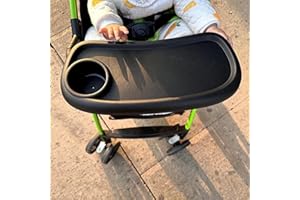 SYIYUNRAN Pushchair Snack Tray - Partition Storage Snack Tray for Prams, Children's Tray with Drink Holder, Adjustable Clip, for Most Pram Types with Armrests