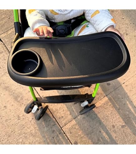 Vassoio per snack per passeggino, vassoio universale per passeggino, 3 in 1, supporto per telefono, universale, per la maggior parte dei tipi di passeggini con braccioli