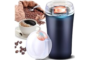 Retoo Moulin à café électrique avec couteau à percussion en acier inoxydable, broyeur en céramique en déplacement, grossièreté réglable, couteau à battre en acier inoxydable, café filtre, expresso