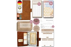‎BEGINNER-BUDGET BeginnerBudget® Budget Planner Deutsch - Starterset mit Sparchallenge Budgetplaner - Sparen mit Umschlagmethode + Anleitung - Ringbuch A6 - Binder A6 Wildleder-Style (Braun)
