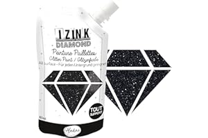 Aladine - Izink Diamond Noir 80 ml - Peinture Pailletée - Pour Tout Support : Papier, Tissu, Béton, Métal, Bois - DIY et Loisirs Créatifs - Déco Brillante - Noir Métallique - 80846