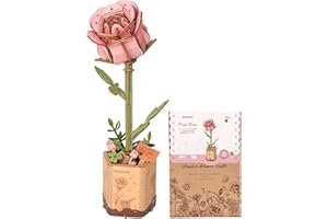 ROWOOD Puzzle 3D, "zrób to sam" z drewna, zestawy modelarskie do montażu sztucznych kwiatów dla dorosłych, najlepsza dekoracja domu i prezent na Walentynki