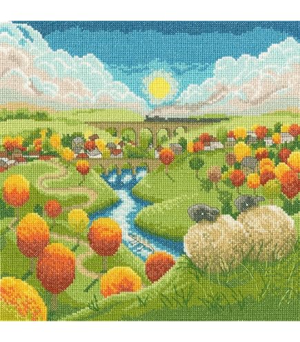 Bothy Threads Kreuzstich-Set 'Sycamore Gap' – Vorgedruckter Aida-Stoff, Baumwollgarn, Nadel & Anleitung (26 X 26 Cm)