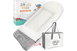 ‎ZOULA KIDZ zoula kidz® Aufblasbares Reisebett für Kinder - Luftbett mit Rausfallschutz und integrierter Fußpumpe - Tragbares Kinderreisebett mit Oeko-TEX-Bezug - Ideal für Camping, Hotel & Zuhause
