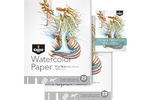 Castle Art Supplies Watercolour Sketchpad Paper 11 x 14in | 2-Pack | 20 Sheets Each | Robust & Resilient (300gsm/140lb) for All Techniques | Quality Texture (11 x 14, 2-Pack)