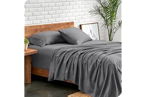 Bare Home Double Sheet Set - 1800 Ultra-Soft Microfibre Double Bed Sheets - Hydro-Brushed - Deep Pocket - 4 Piece Set - Fitted Sheet, Flat Sheet, and 2 Pillowcases - Bedding Sheets (Double, Grey)