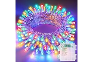 Realky Luci Albero di Natale a Batteria, 11M 110LED Luci Natalizie da Esterno ed Interno, 8 Modalità con Funzione Memoria Impermeabile Luci di Natale per Giardino, Balcone, Festa, Casa - Multicolore