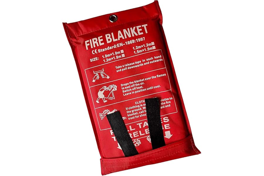 Large 1x1M Fire Blanket – Easy to Deploy for Quick Emergency Fire Suppression at Home, in Kitchens, Offices, Garages, or Caravans