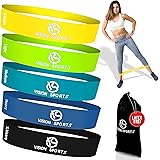 VISION SPORTS Fitnessbänder [5er Set] - Latexfreie Widerstandsbänder + Tasche - Trainingsbänder mit verschiedenen Stärken - G