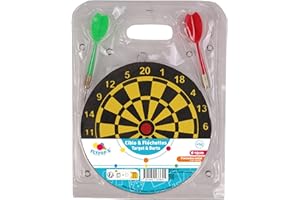 FLYPOP'S - Gra w Rzutki - Gra Zrecznosciowa i na Swiezym Powietrzu - 043364 - Wielokolorowa - Metal - Gra dla Nastolatków - Rzutki - Tarcza - Metalowy Szpic - 15 cm - Od 14 lat