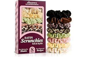 UNIWR Hair Scrunchies for Women - Pack of 8 Satin Scrunchies - Softer Than Silk Hair Ties - No Crease, No Damage, Frizz-free - Gentle on All Hair Types - Perfect for Day & Night - Thoughtful Choice for Her