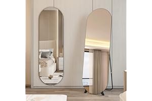 LVSOMT Specchio da terra ovale, 160×50cm Specchio da parete lungo, Specchio ovale intera, Specchio da pavimento moderni, specchiera da terra grande, Specchio terra camera da letto, Nero