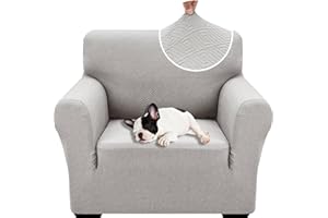 XINEAGE High Stretch Armchair Covers Lastest Jacquard Sofa Covers 1 Seater for Living Room 1 Piece Chair Covers with Elastic Bottom Non Slip Sofa Slipcovers for Pets Kids (1 Seater, Silver Grey)